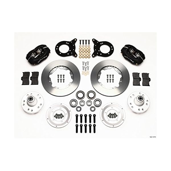 Wilwood Brake System, Forged Dynalite Pro Series, Front, 4 Piston Caliper, 11.000 in Plain Iron Rotor, Offset, Aluminum, Black, Ford Mustang 1970-73, Kit
