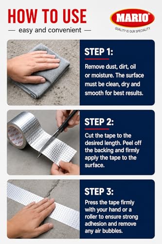 Image of Mario Maximum Width Butyl Waterproof Tape 20 Inch (500MM /50CM) x 5M | Ultimate Coverage Self-Adhesive Rubber Foil for Roof Leak, Terrace, Foundation, Large Crack & Surface Waterproofing