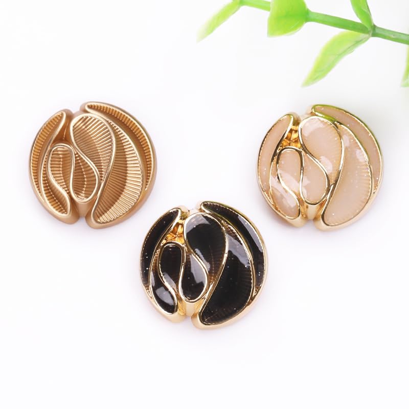20 piezas arrugadas, for ropa, cárdigans, abrigos(Black,18 mm)