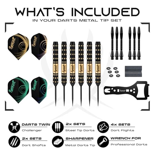 image for IgnatGames Premium Steel Tip Darts – 3/6/12 Pack Brass Barrels with 