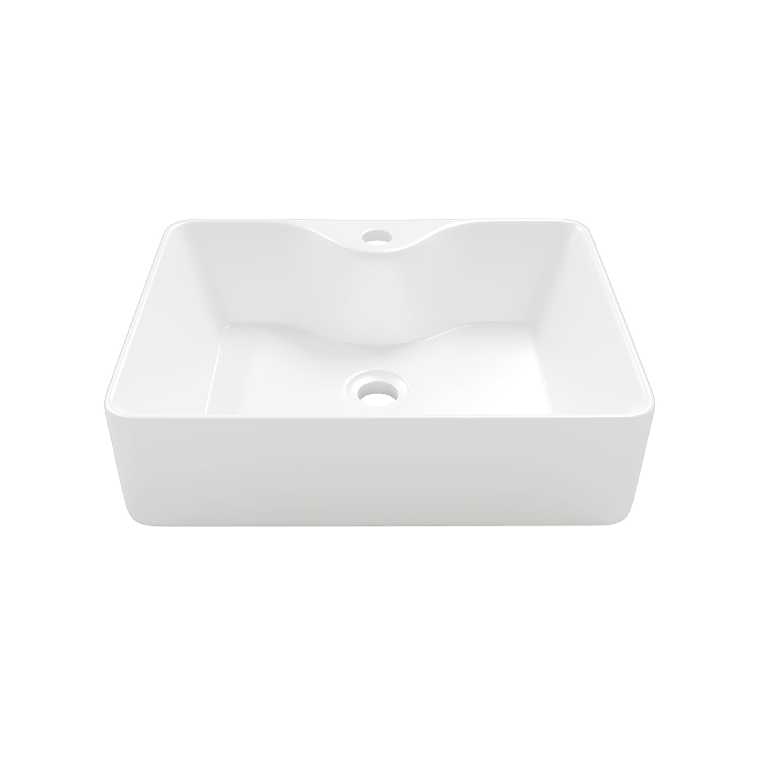 Rectangle Vessel Sink With Faucet Hole, Ceramic Countertop Bathroom Washbasin, Vitreous China Cloakroom Basin Sink For Lavatory, Bathroom, Vanity Unit 707943811860