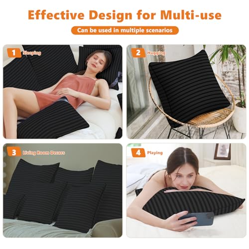 Throw Pillows Insert 18x18 Set of 2,Decorative Pillows for Couch and Bed,Indoor Square Pillow Stuffing for Living Room with Premium Original Down Alternative Filling,Black