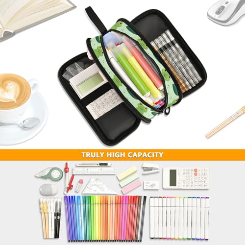 Image of Pencil Case Cute Frog 3 Compartments Pencil Pouch | Big Capacity,Aesthetic,Organizer Markers,Pencil Box,,Boys,Girls,Adults,Students,Back to School Season,Gift