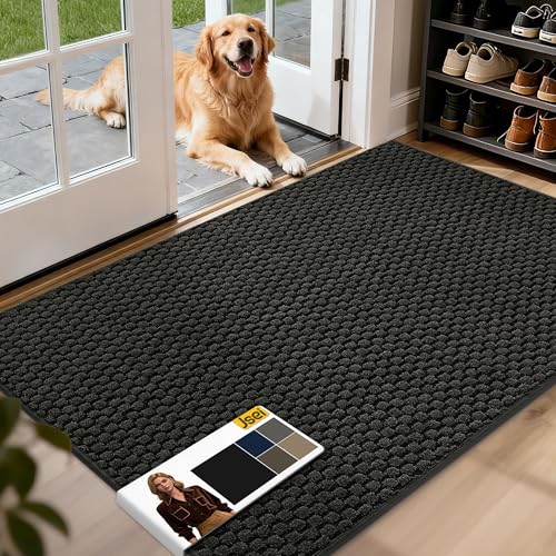JSEI Dirt Trapper Door Mat 32"x48", Non-Slip Entryway Rugs Doormat Indoor, Washable Absorbent and Stain Resist Welcome Floor Mat for Front Door, Dog D