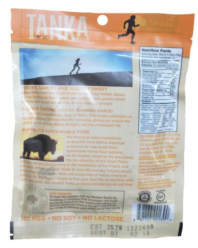 Bison Pemmican Meat Bites with Buffalo & Cranberries by Tanka, Gluten Free, Beef Jerky Alternative, Apple Orange Peel, 3 Oz, Pack of 6 (Packaging May Vary)