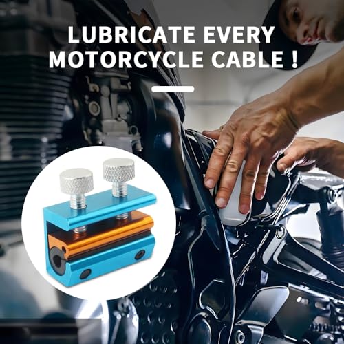 Image of Double-Headed Motorcycle Cable Luber Tool for Brake Cable Lubrication,Cable Lube Dispenser Motorcycle Tools for Motorcycles Bicycle Scooter,Universal Motorcycle Tools Cable Lube (Blue Gold)