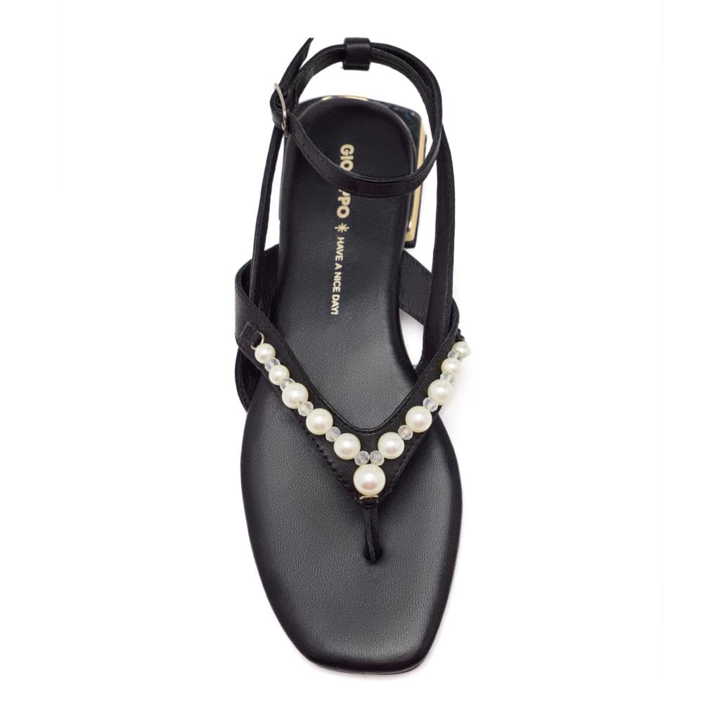 GIOSEPPO Jewel Sandal, Flat Sandal Women, Black, 41 EU, Black/White, 8.5 UK