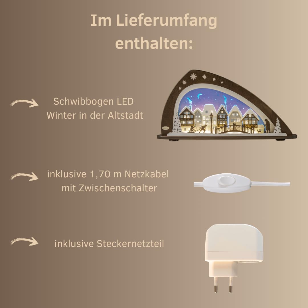 weigla - Lampadario Svezia originale Monti Metalliferi I Trendiger Schwede Rosso I LED I Arco di Natale I 7 candele + 1 lampada di ricambio I 7 x 34 V, 0,2 W