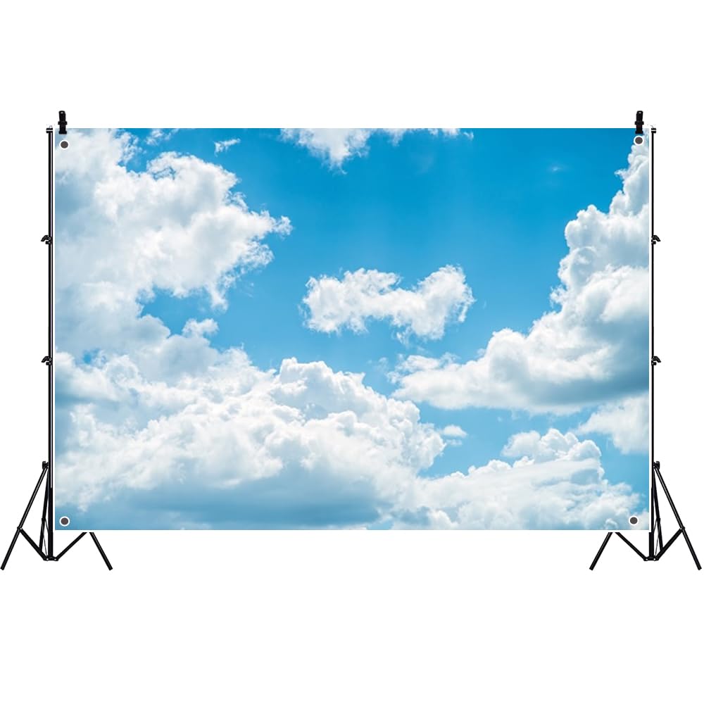 Amazon | Qinunipoto 青空背景布 空 雲 撮影布 1.5x1m 白い雲と水色の