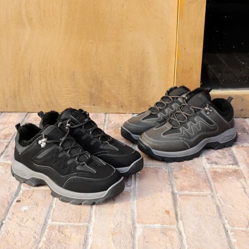 Wanderschuhe Herren Winter Warm Gefütterte Trekkingschuhe Winterschuhe, rutschfest Leichte Barfußschuhe Wanderstiefel, Bequem Winterstiefel Bergstiefel Wasserdicht Wanderhalbschuhe Outdoor Schuhe