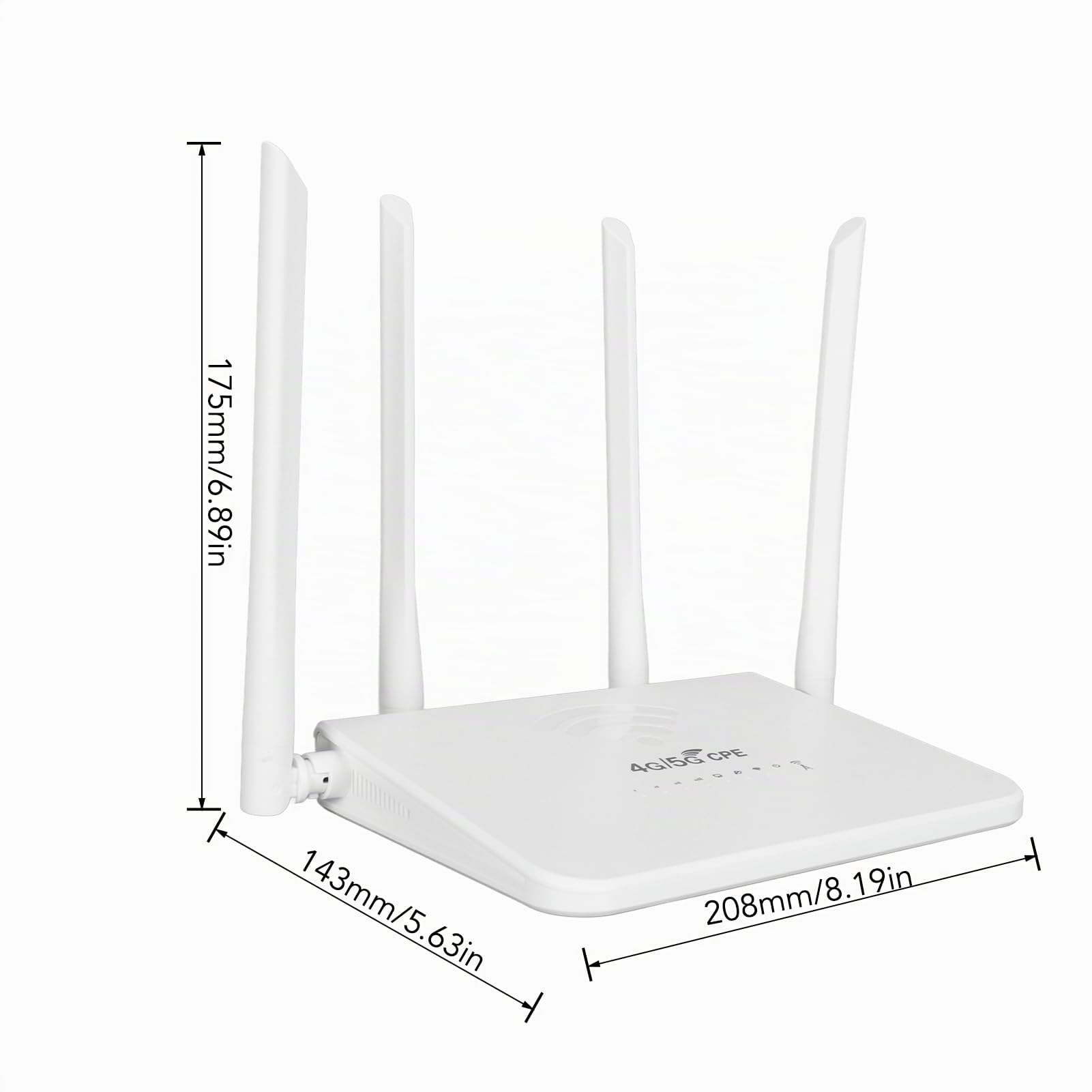 Modem Router 4G LTE Sbloccato WiFi con Slot per Scheda SIM, Hotspot WiFi Mobile da 300 Mbps con 4 Antenne da 5 DBi per Telecamera di Sicurezza Domestica (Spina europea)