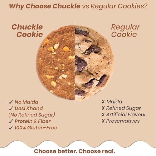 Image of Chuckle Nut Core Peanut Butter Cookies with Ragi & Oats Flour 300g (6 Pack x 50g), Jaggery Sweetened, No Maida, Gluten Free Tea Time Cookies