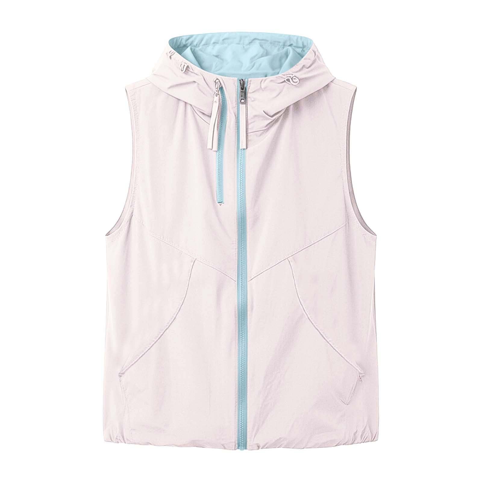 Chaleco de verano para mujer, tallas grandes, chaleco de verano - chalecos deportivos ligeros y delgados para mujer, chaleco deportivo sin mangas, con capucha, para tiempo libre