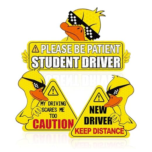 SuperKaKa 3 Pack Set Cute Duck Car Magnets,New Driver Magnet for Car,Bumper Student Driver Reflective Sign for Most Cars