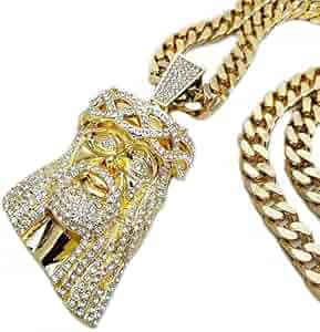 Amazon.com: BLINGFACTORY HIP HOP GOLD ICED JUMBO JESUS CZ
