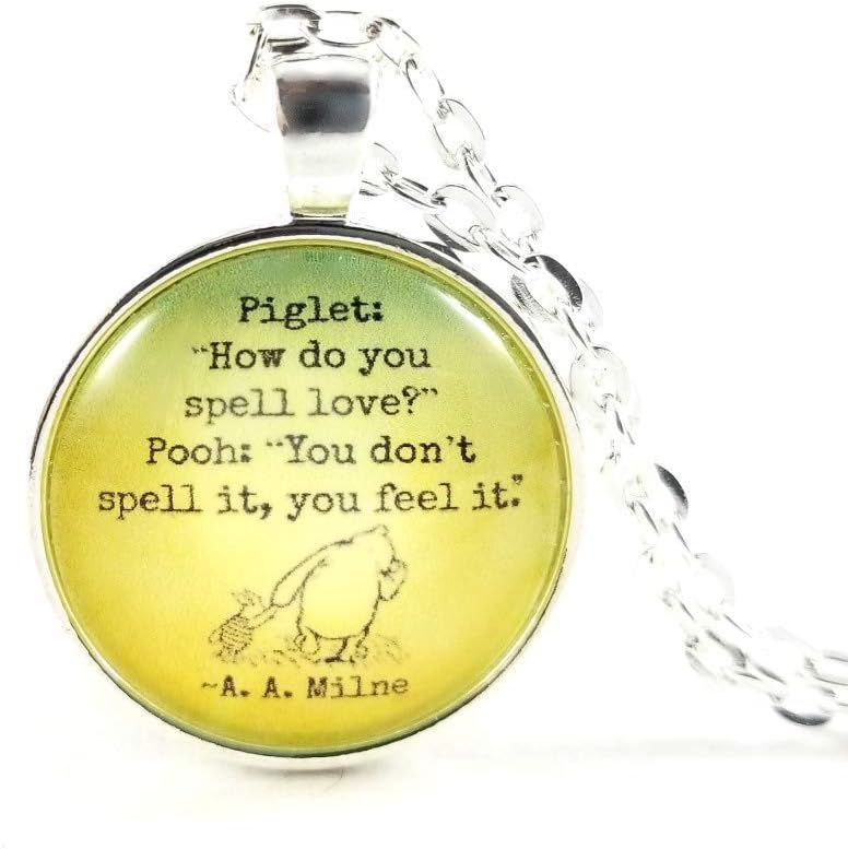 Piglet and Winnie the Pooh AA Milne Love Quote Necklace
