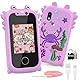 Ashfly Kinder Handy, 2,4“ Kinder Smartphone Touchscreen Telefon Spielzeug Handy mit 1080 HD Dual-Kamera, SD-Karte,13 Spiele, Einhörner Geschenke Spielzeug für Kids von 3 4 5 6 7 8 9 10 Jahren, Lila