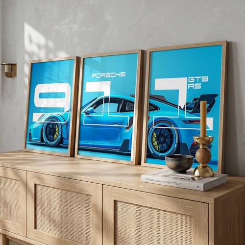 Image of kotart Big Sports Car Framed Posters Gift Items for Boys Room Wall Decoration Bedroom Living Room Office Studio Decor | Car Poster Frame for Wall Decor Set Of 3 Size (10 X 13 inch)