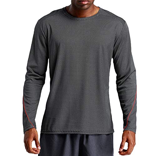 Magiftbox Mens Lightweight Workout Gym Long Sleeve Sweatshirts Active Jogging Muscle T-Shirts T32_Black_US-L