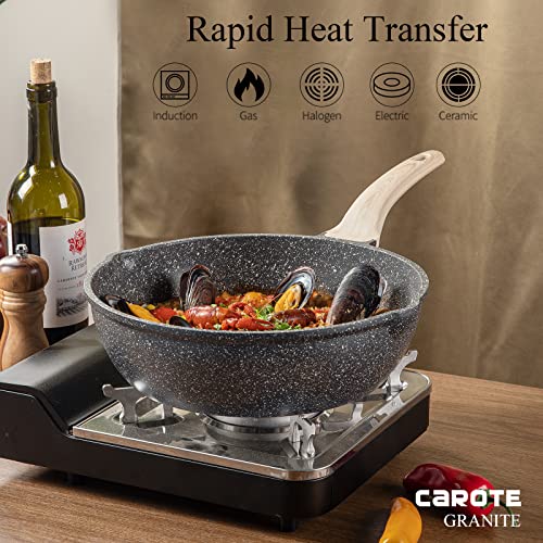CAROTE Antihaftbeschichtete Töpfe und Pfannen Set, Induktionskochfeld-Pfannen-Set, 10-teiliges Kochgeschirr-Set, Bratpfannen-Set, Antihaft-Topf-Set – Bild 6