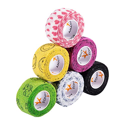 6 pieza 2.5 cm de anchura de 4,5 metros de longitud del vendaje para niños vendajes autoadhesivos cohesivos con motivos divertidos para los dedos, manos, dedos de los pies y pies Amathings