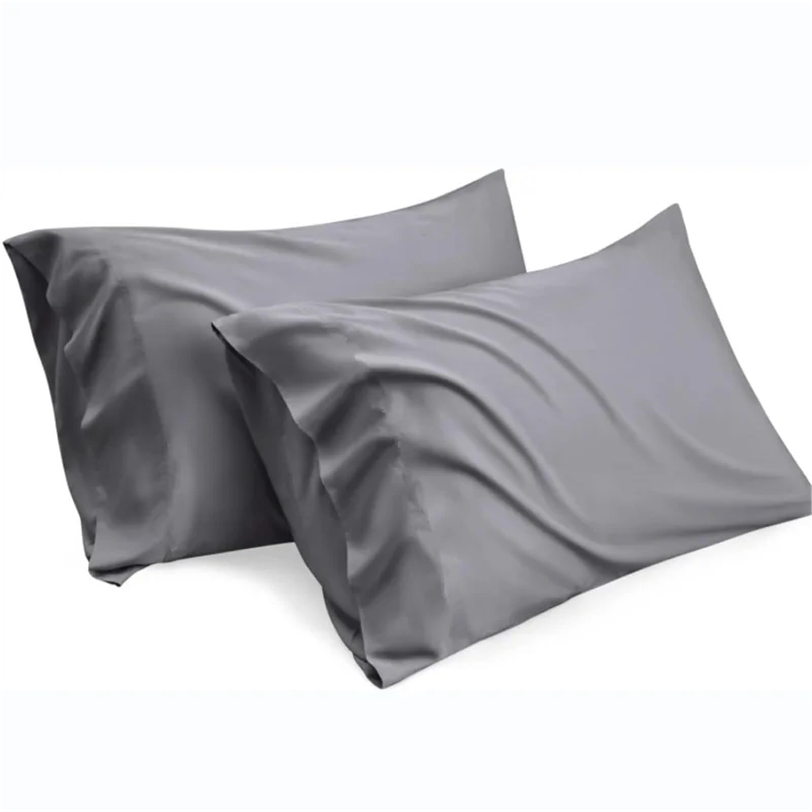 SHBHWS 2pc Satin Pillowcase - Silky Pillow Cases For Hair And Skin With Envelope Closure For Living Room Sofa(Dark Grey,20x26 IN)