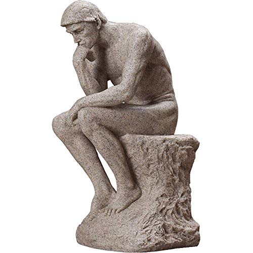 Grande statue de penseur en résine et grès pour la décoration zen de la maison et du bureau