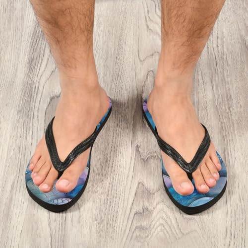 Blue Purple Mermaid Scale Beach Summer Casual Flip Flop Sandals Non-Slip Quick Dry for Women Men 214B33694