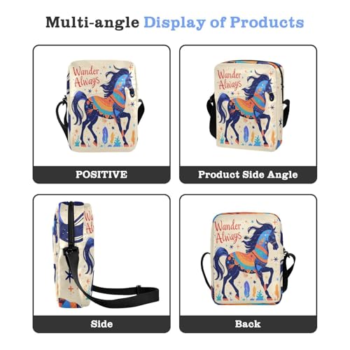 Blue Horse Watercolor messenger bag for women crossbody crossbody bag men Womens Casual Purses Adjustable Strap for work Shopping4