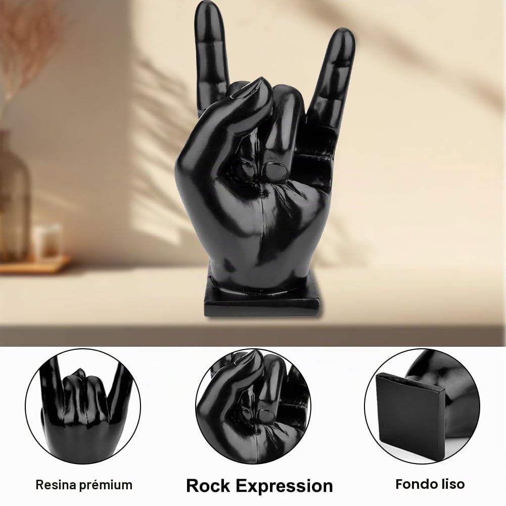 DASIAUTOEM Soporte para Baquetas, Mano de Roca Creativa, Soporte Baquetas Bateria, Accesorios de Batería, Decoración para Bateristas, Negro Resina Sintética, Regalos Creativos para Bateristas