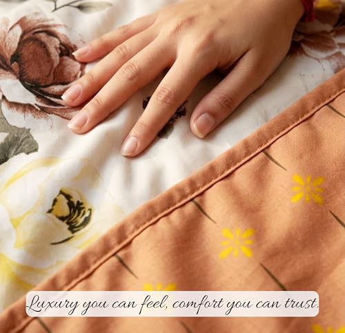 Image of HOMEKART Luxury Cotton Dohar Blanket for Single Bed | Ultra Soft Reversible AC Quilt | Floral Printed Lightweight Summer Blanket | 58x88Inches (Rose Aura)