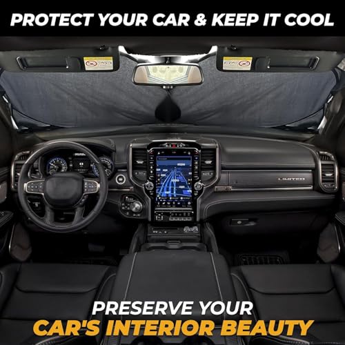 Image of Autovir Truck Windshield Sun Shade Foldable - 280T Sun Visor Front Shield