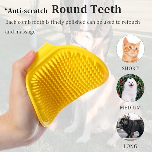 Guduling 2 Stück Hunde Waschbürste,Badebürste Hund,Badebürste Gummistriegel,Verstellbare Pet Bath Brush für Hauskatzen,Katzengesichtskratzer,Hund Katzenmassagegerät (Grün + Gelb)