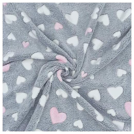 HEKO PANELS Tissus au Metre pour Couture Tissu Polaire au Metre - Tissu au Metre pour Couture Bilatéral - Polaire Douce et Chaude - Coeurs Roses