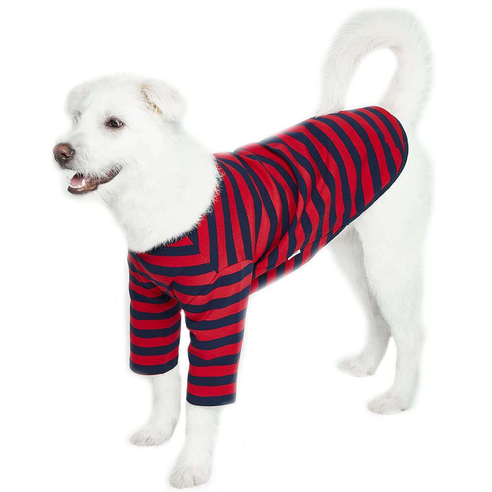 Lucky Petter Dog Cotton Shirts for Small and Large Dogs Rugby Striped T-Shirts Soft Breathable Dog Shirt pet Clothes (4X-Large, Red/Navy)