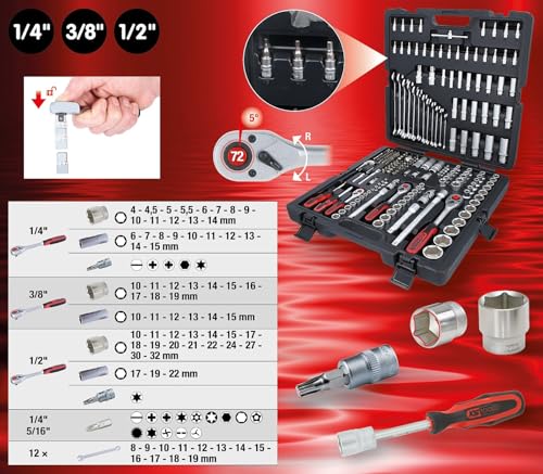 Juego de Dados SK Hand Tool 216 Piezas 1/4" 3/8" 1/2" miniatura 2