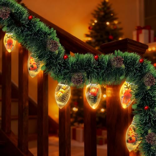 SPERMUOY Weihnachten Schneekugel Lichterkette,LED Schneekugel...