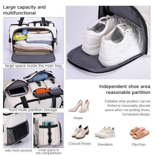 Gym Bag for Women, Personal Item Travel Bag with Shoes Compartment, Weekender Overnight Duffel Bag with Wet Pocket Carry On Bag with luggage sleeve, Travel, Gym, Sports,Weekend (Orange)2