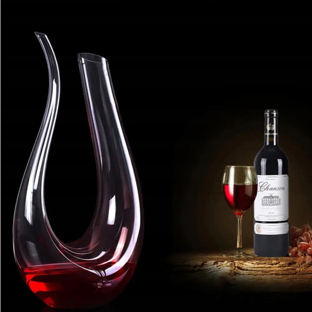Caraffa per vino da 1,5 l, in vetro di cristallo, elegante decanter per vino rosso, vino bianco e vino rosato – Aeratore per vino fatto a mano per uno sviluppo ottimale – Caraffa decantatrice da 1500