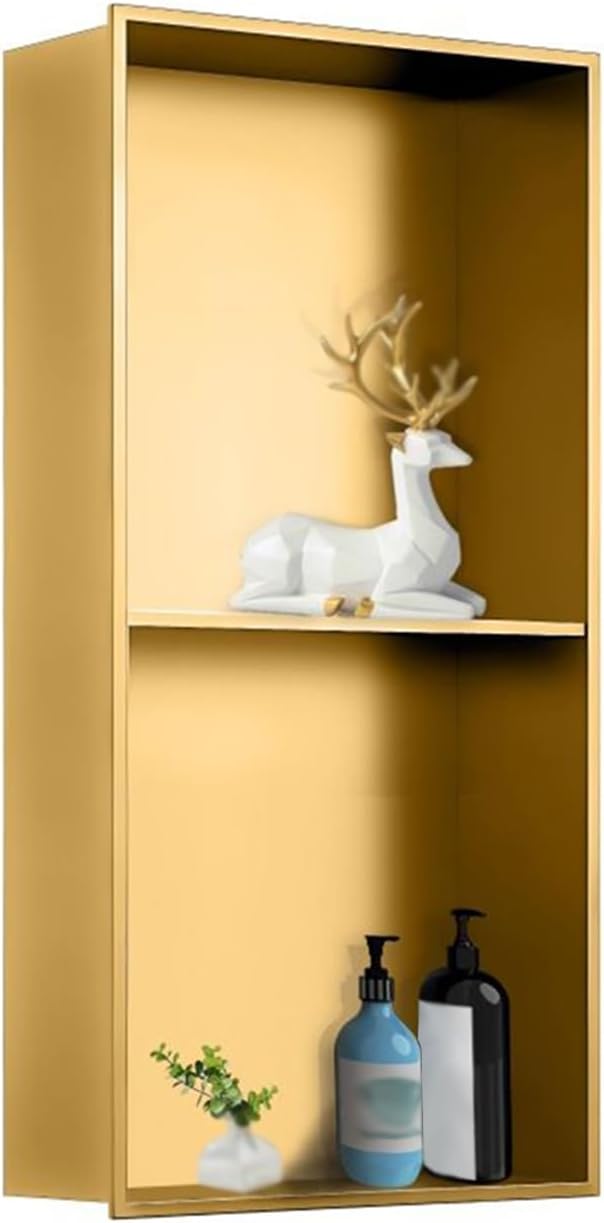 ステンレススチール製シャワーニッチ、ダブル埋め込み式シャワーシェルフニッチ、バスルームシャンプーソープトイレタリー用防水バスルームシ