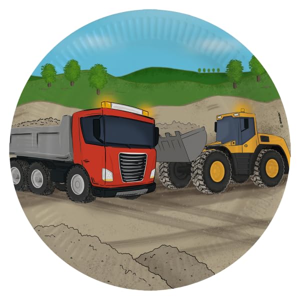 Bau-Geburtstag Dekoration – 150-teiliges Set Mit LKW-Tellern, Kegel-Servietten, Gabeln