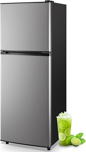 Mini refrigerador de 5.0 pies cúbicos con congelador, frigorífico pequeño, soporte para bebidas, refrigerador de doble puerta, estantes de vidrio