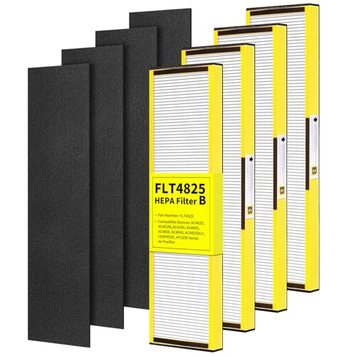 Image of AC4825 Filter B Replacement Compatible with Germ-Guardian Air Purifier AC4825 AC4825E AC4800 AC4850PT AC4900CA AC4820 AC4300 Air Purifier, 4 HEPA with 4 Pre-Filters