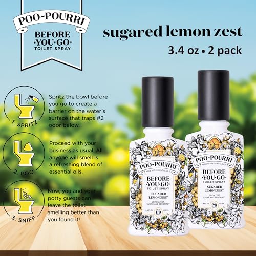 poo-pourri toilet spray sugared lemon zest 34 ounce lemon zest sugar and bergamot pack of 2
