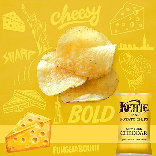 Image of Kettle Brand Potato Chips, New York Cheddar Bags,5 Ounce (Pack of 8)