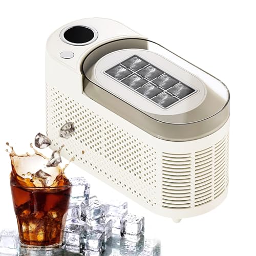 Máquina Portátil Para Fabricar Hielo De Encimera = 8 Cubos En 10mins, 2 Modos(Hueco/Sólido), Fácil Extracción De Hielo, 12V CC/CA Para El Hogar, La Oficina, El Coche Y El Hotel,Beige