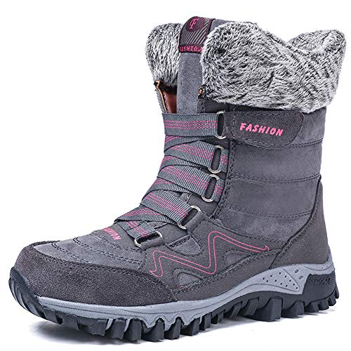MAIZUN Womens Snow Boots Anti-Slip Fur Lined Ankle Booties Warm Slip On Walking Winter Boots Outdoor Hiking