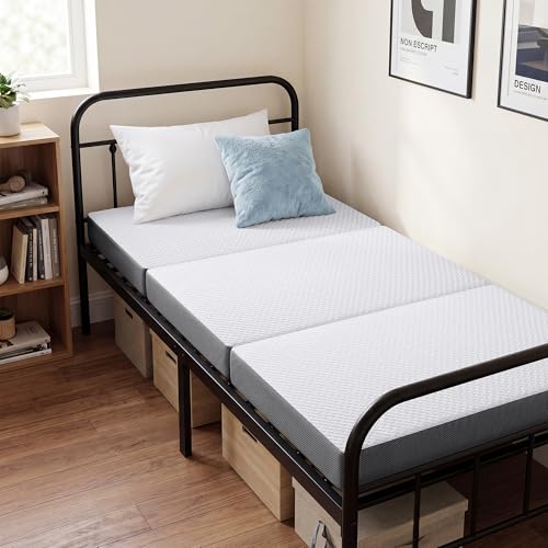 Image of MASVIS Trifold Mattress, 3 Inch Memory Foam Foldable Mattress with Washable Cover, Tri-Folding Floor Bed for Camping, Twin XL