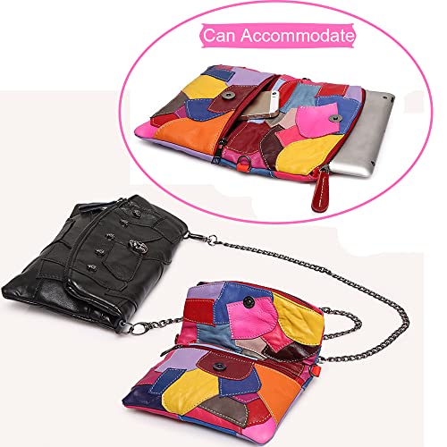 ZiMing® Genuine Leather Clutch Women Chain Shoulder Bag Multicolor Splice Wallet Skull Purse Messenger bag2