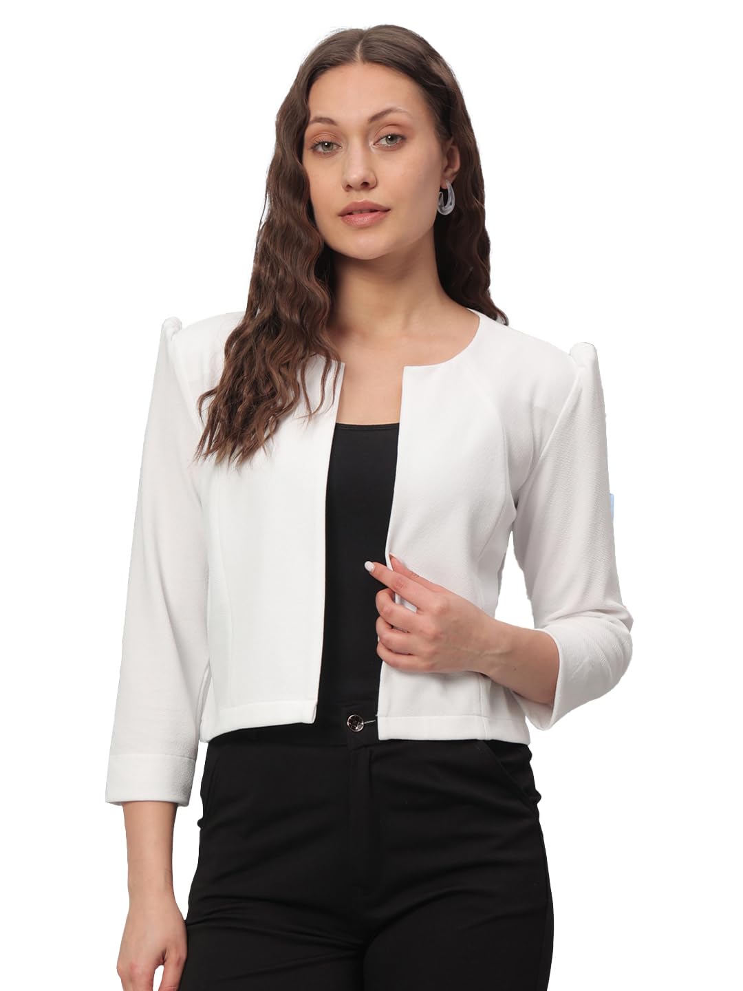 UNICUS Apparel Women's Single Breasted Relaxed Fit Shawl Collar 3/4 Sleeve Blazer